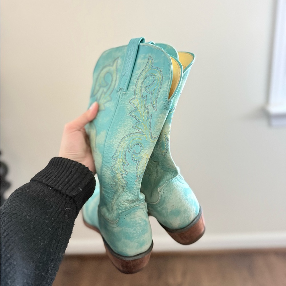 Turquoise Leather 1883 Lucchese Western Boots - Picture 7 of 11
